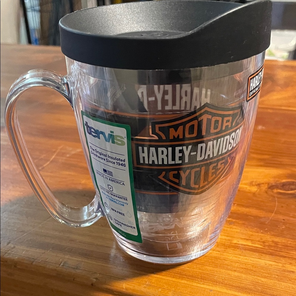Harley-Davidson Tervis Mug with Black Lid and Clear Body